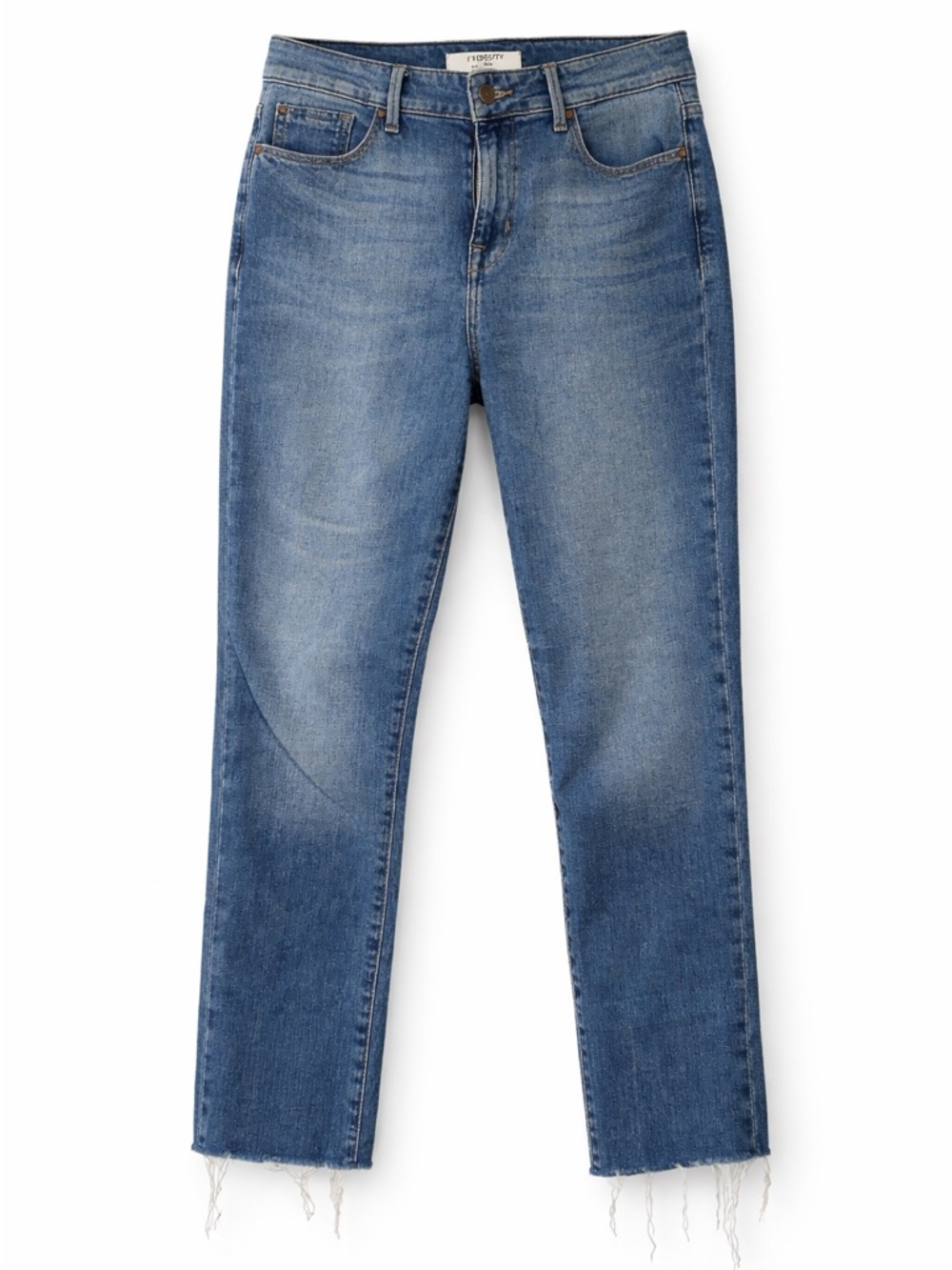 Fidelity Denim Cher High Rise Slim Straight Jeans Raw Hem Medium Wash Size 27